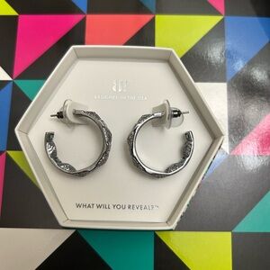 Hematite Hoop Earrings with Green Accents